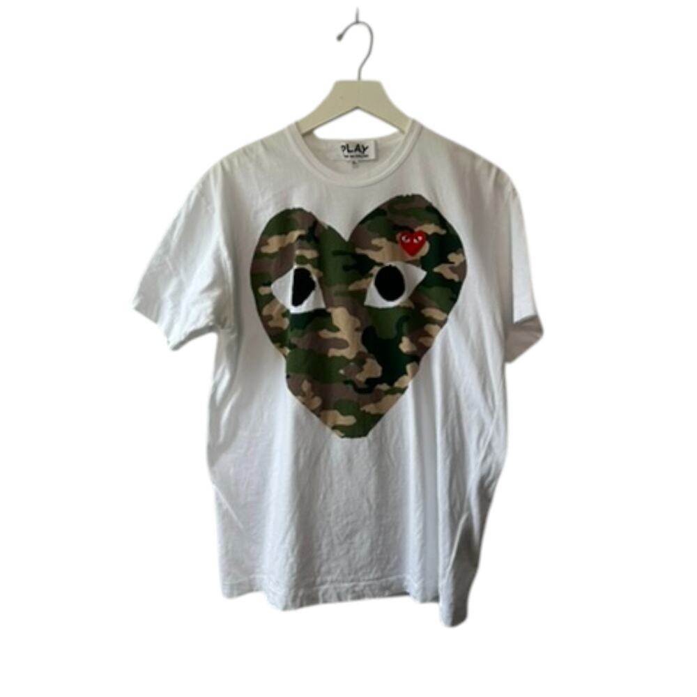 Comme des Garçons Play White Graphic Print Crew Neck T-Shirt Men's XL